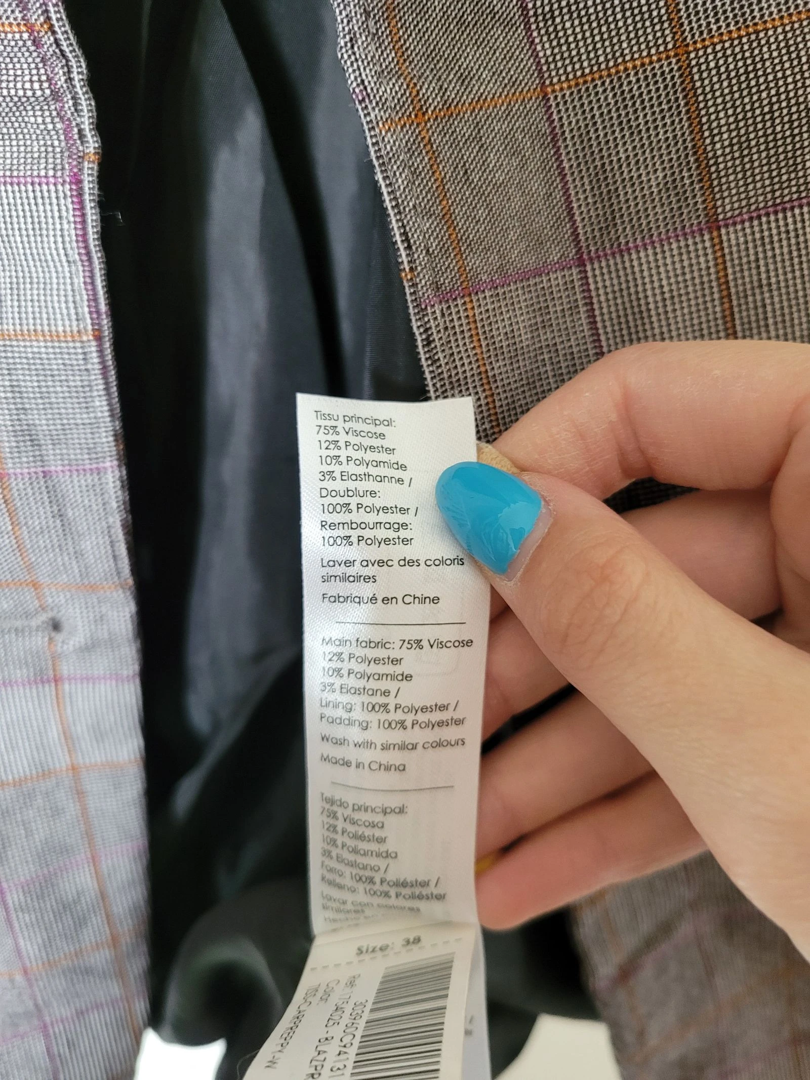 Blazer Cache Cache xadrez cinza/roxo – Tamanho 38 – photo 5